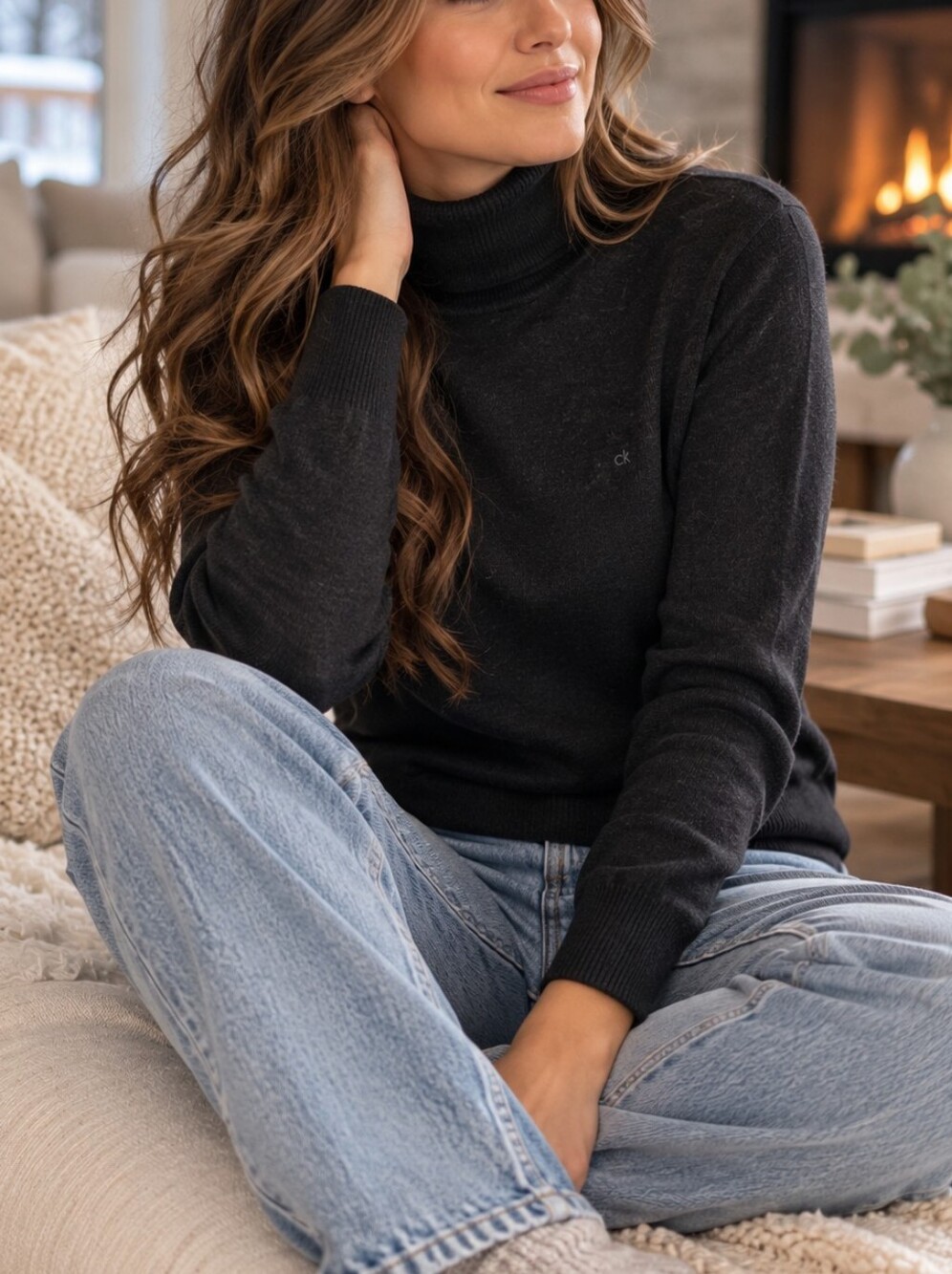 Calvin Klein 100% Merino Wool Turtleneck Sweater Size S